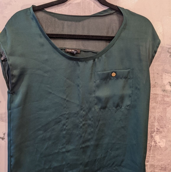 Club Monaco XS Emerald Green Blouse / Tee - Picture 3 of 3